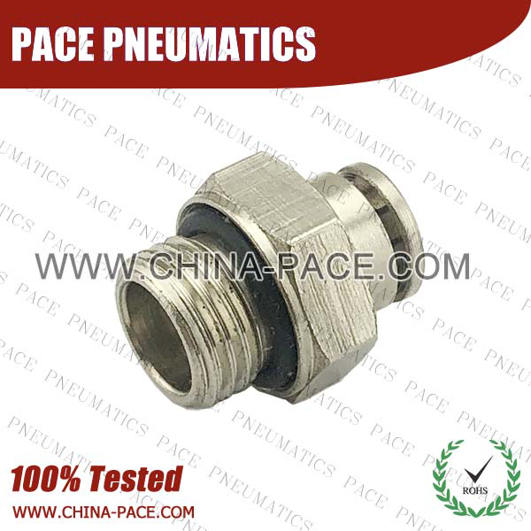 G Thread Male Straight Camozzi Type Brass Push In Air Fittings, All Brass Pneumatic Fittings, Nickel Plated Brass Air Fittings, Full Brass Push To Connect Fittings, one touch tube fittings, Push In Pneumatic Fittings